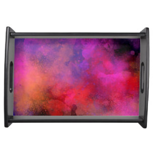 Pink Galaxy Paint Splatter Effect Serving Tray