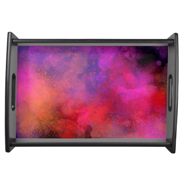 Pink Galaxy Paint Splatter Effect Serving Tray (Front)