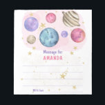 PINK GALAXY SPACE birthday time capsule message Notepad<br><div class="desc">WATERCOLOR Magical galaxy outer space themed birthday invitation. Planets and stars in pink,  purple,  gold colorway.</div>