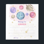 PINK GALAXY SPACE birthday time capsule message Notepad<br><div class="desc">WATERCOLOR Magical galaxy outer space themed birthday invitation. Planets and stars in pink,  purple,  gold colorway.</div>