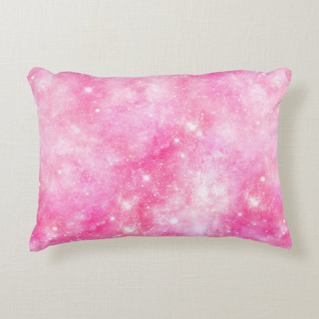 Pink Galaxy Universe Accent Pillow (Front)