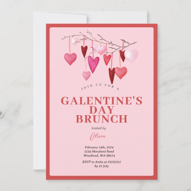 Pink Galentine’s Girls Night Valentine’s Balloon Invitation (Front)