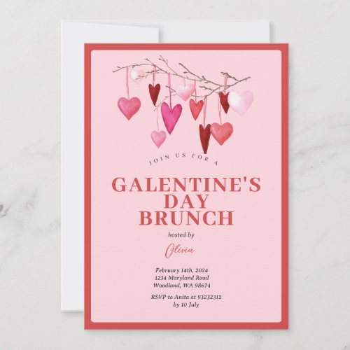 Pink Galentines Girls Night Valentines Balloon Invitation