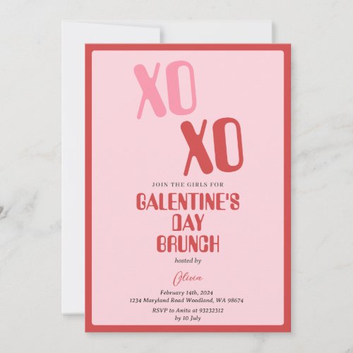 Pink Galentines Day Party Brunch Friendship Invitation