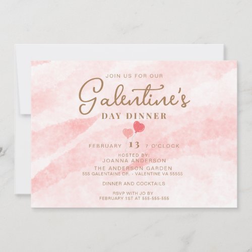 Pink Galentines Dinner Brunch Party Invitation