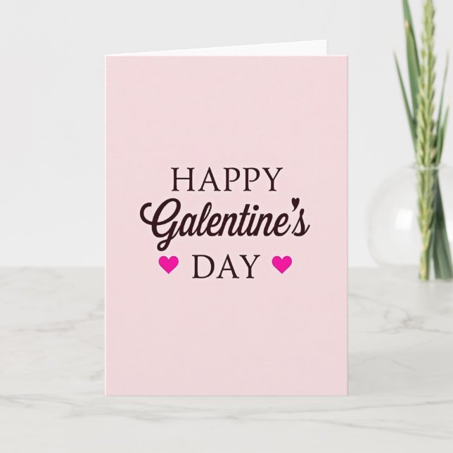 Pink Galentines Hearts Day Card (Front)