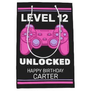 Pink Game Controller Birthday Personalized Medium Gift Bag
