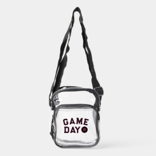 Pink Game Day Varsity Letter Monogram Clear Crossbody Bag