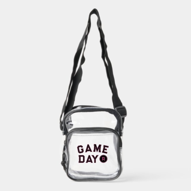 Pink Game Day Varsity Letter Monogram Clear Crossbody Bag (Front)