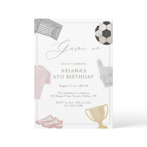 Pink Game On Soccer Birthday Party Girls Sports  Invitation