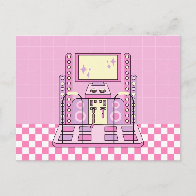Pink Game Player Arcade Dance Machine  Postcard (Front)