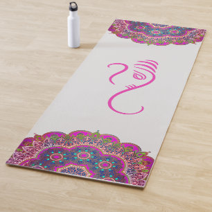Pink Ganesha and Mandalas Yoga Mat