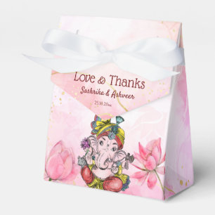 Pink Ganesha lotus Indian thank you favors Favor Boxes