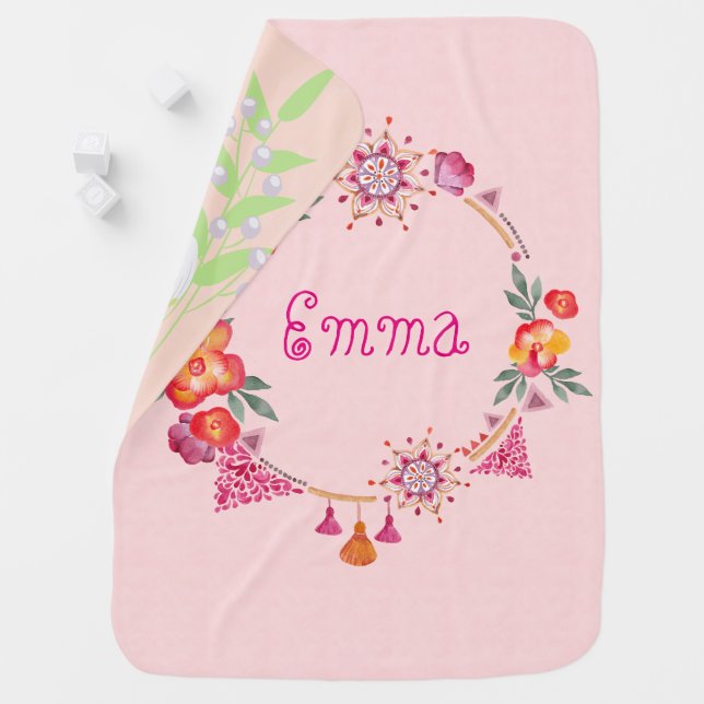 Pink Garden baby blanket (In Situ)