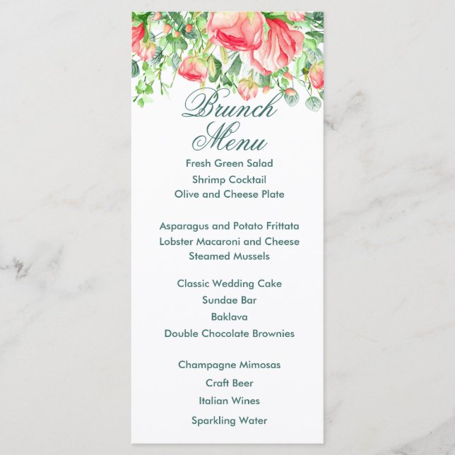 Pink Garden Bouquet Menu (Front)