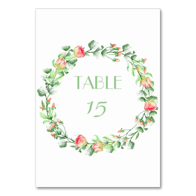 Pink Garden Bouquet Table Number (Front)