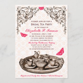 Pink Garden Bridal Tea Party Invitations by RenImasa at Zazzle