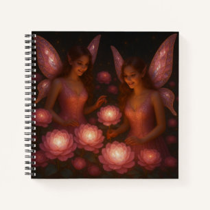Pink Garden Fairies Hardcover Spiral Notebook