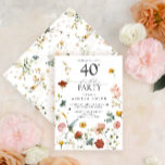Pink Garden Floral Calligraphy 40th Birthday Invitation<br><div class="desc">Celebrate a special milestone with our beautiful pink garden floral calligraphy 40th birthday invitation! This unique and gorgeous design is perfect for any 40th birthday celebration - give your guests a special invitation that they won't forget. The front of the invitation has lifelike watercolor flowers, in a natural organic flatlay...</div>