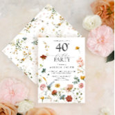 Floral Glitter Sparkling Amethyst 40th Birthday Invitation | Zazzle