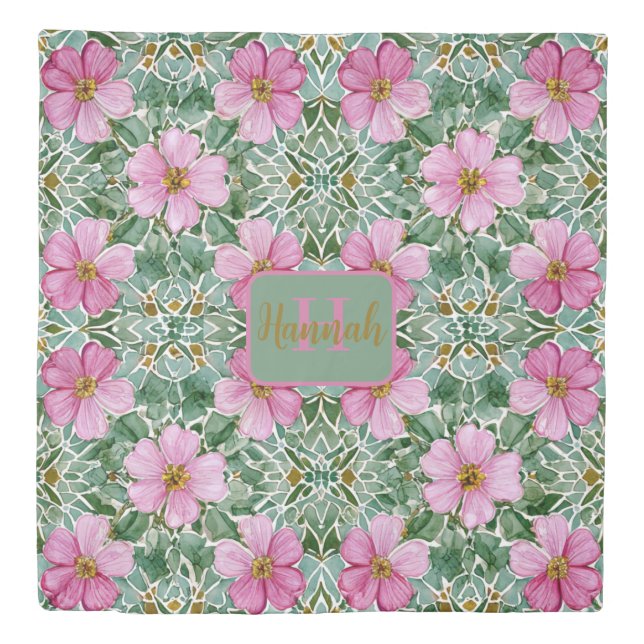 Pink Garden Mosaic Duvet Cover (Front)