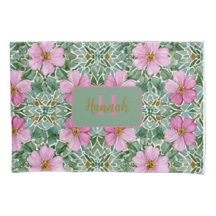 Pink Garden Mosaic Pillow Case