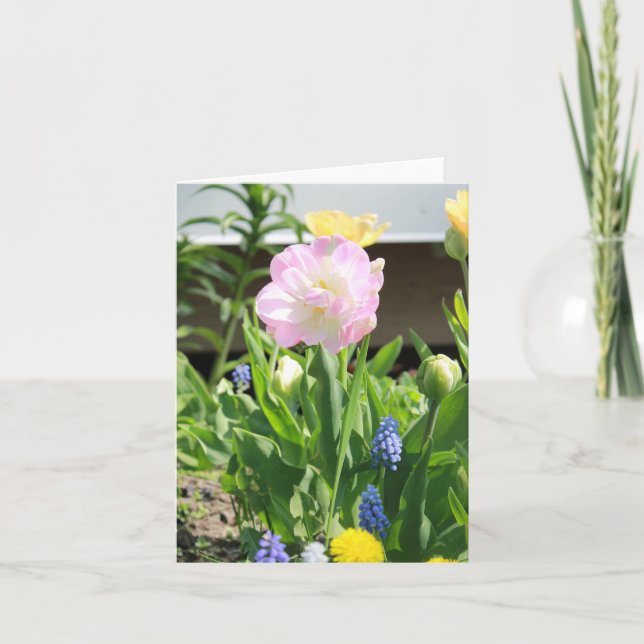Pink Garden Mothers Day Blooms Holiday Card (Front)