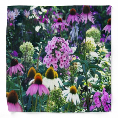 Pink Garden Phlox Landscape with Cone Flowers Bandana