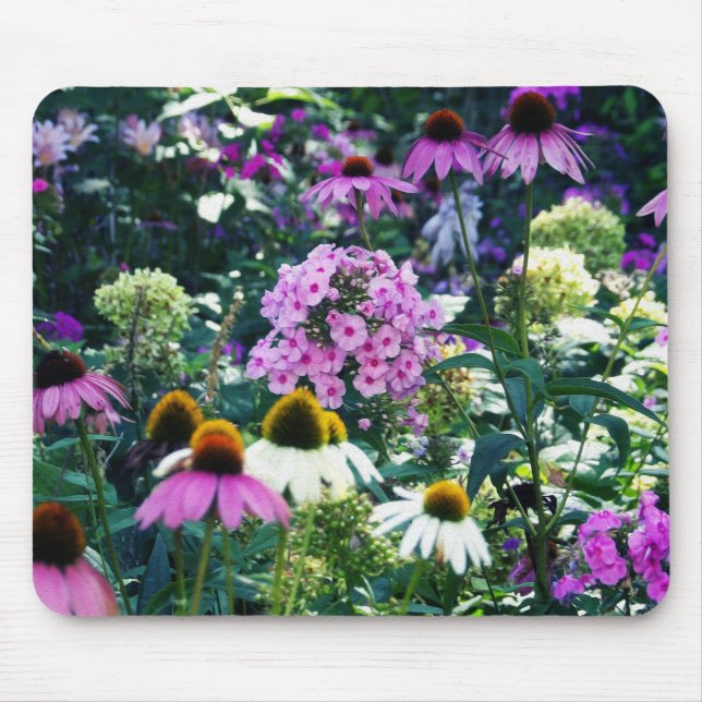 Pink Garden Phlox Landscape with Cone Flowers Mouse Pad (Front)