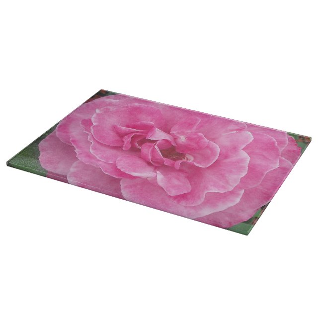 Pink Garden Rose Cutting Board (Corner)