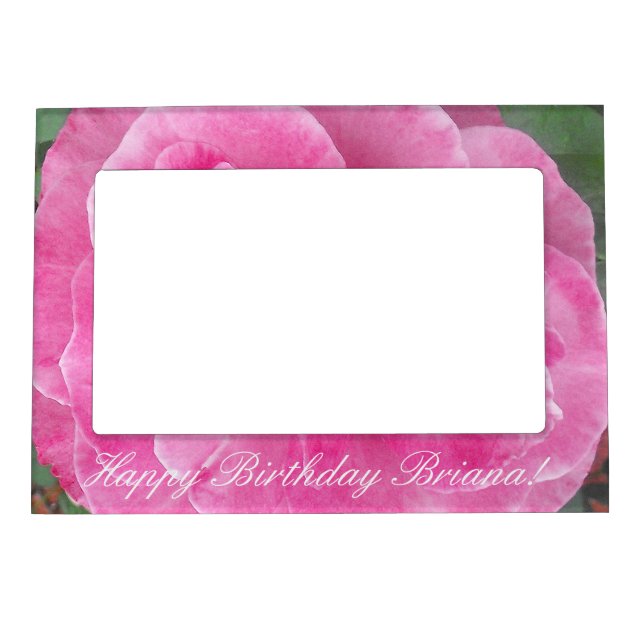 Pink Garden Rose Magnetic Photo Frame (Front)