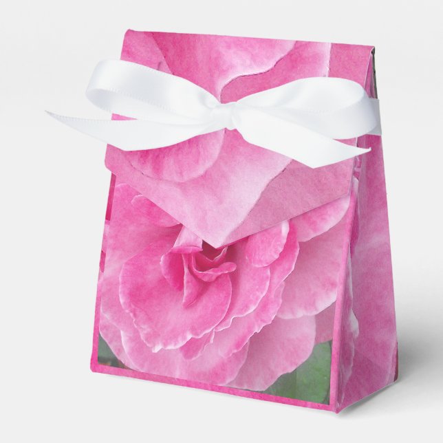 Pink Garden Rose Ribbon  Favor Boxes (Front Side)