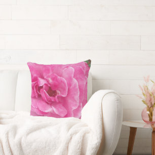 Pink Garden Rose Throw Pillow