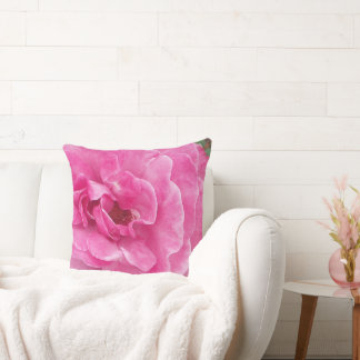 Pink Garden Rose Throw Pillow