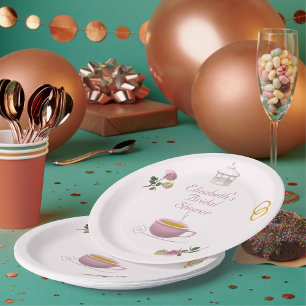 Pink Garden Tea-Party Bridal Shower Paper Plates