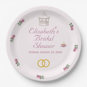 Pink Garden Tea-Party Bridal Shower Paper Plates