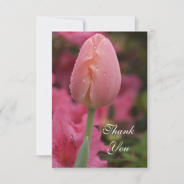 Pink Garden Tulip Flat Thank You Notes (Front)