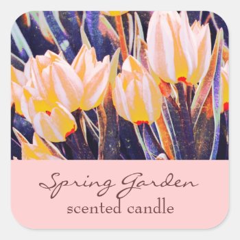 Pink Garden Tulips - Scented Candle Or Soap Label by myworldtravels at Zazzle