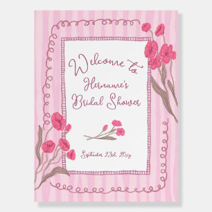 Pink Garden Whimsical Bridal Shower Welcome Sing Foam Board