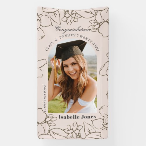 Pink Gardenia Floral Arch Photo Graduation Banner