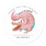 Pink Gator Theme Birthday Party Thank You Favor Classic Round Sticker