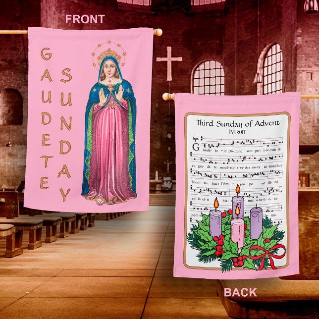 Pink Gaudete Sunday BVM Advent House Flag (Creator Uploaded)