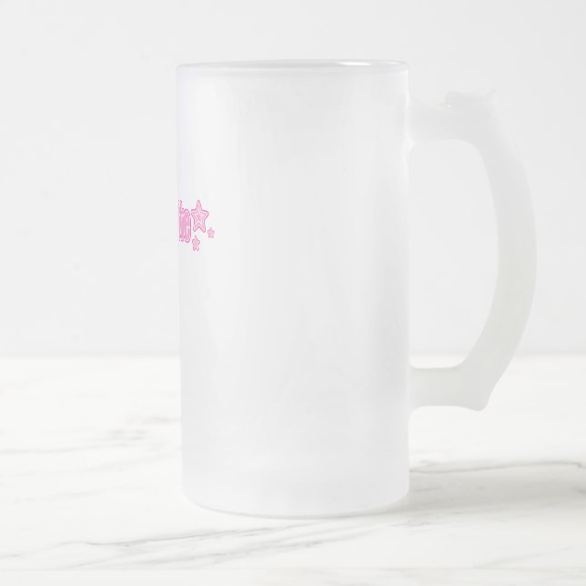 Pink Geekette Frosted Glass Beer Mug (Right)