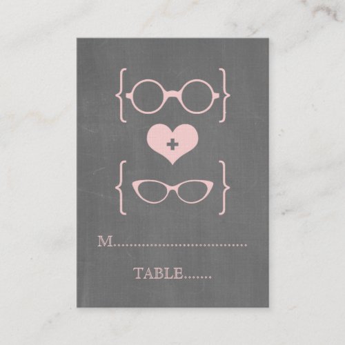 Pink Geeky Glasses Chalkboard Place Cards