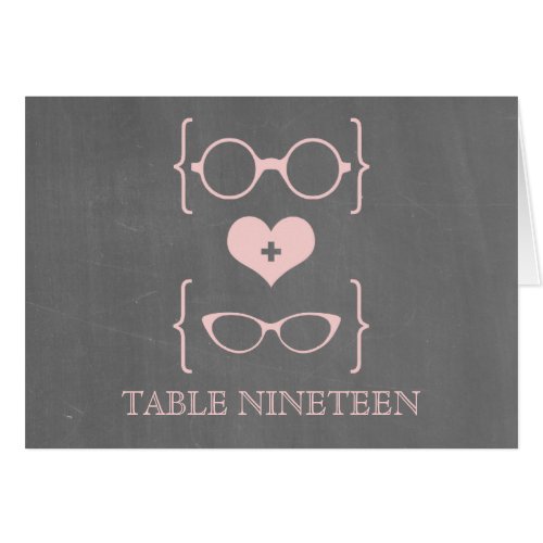 Pink Geeky Glasses Chalkboard Table Number Card