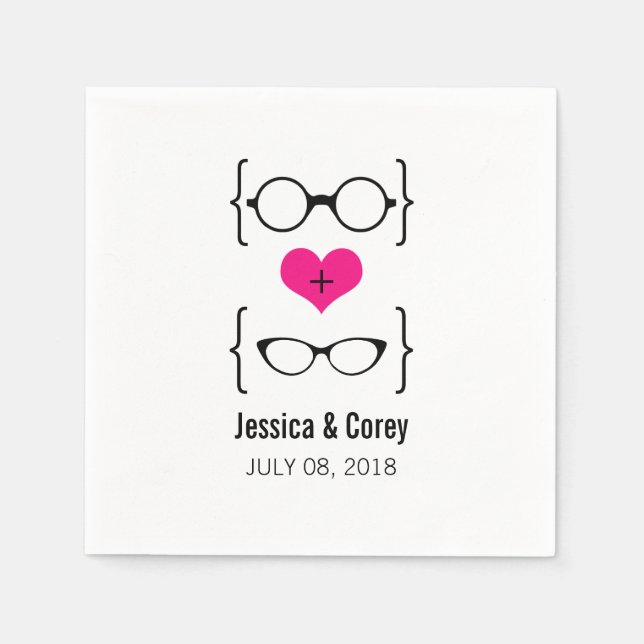 Pink Geeky Glasses Paper Napkins (Front)