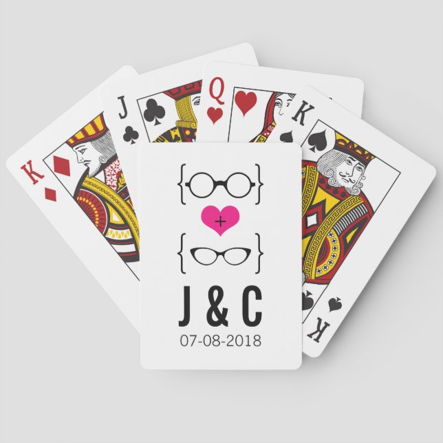 Pink Geeky Glasses Playing Cards (Back)