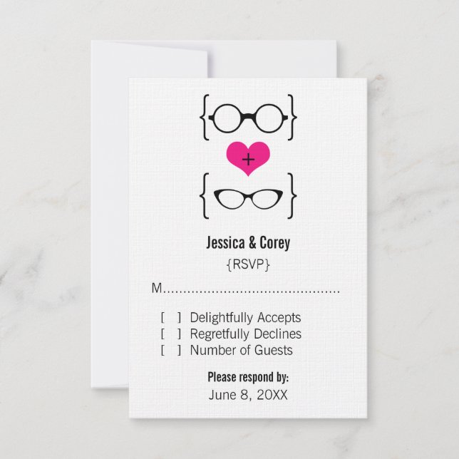 Pink Geeky Glasses Response Card (Front)