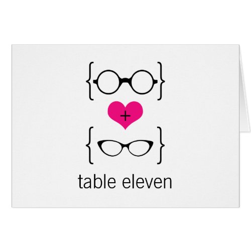 Pink Geeky Glasses Table Number Card