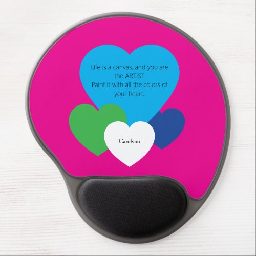 Pink Gel Mouse Pad w/ Hearts